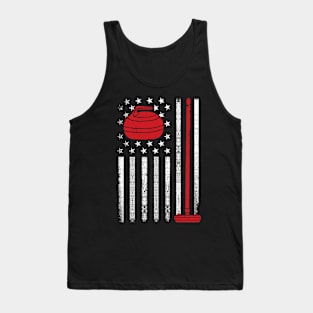 USA curler Broom Winter ice Sports 4th of july American Flag Curling Tank Top